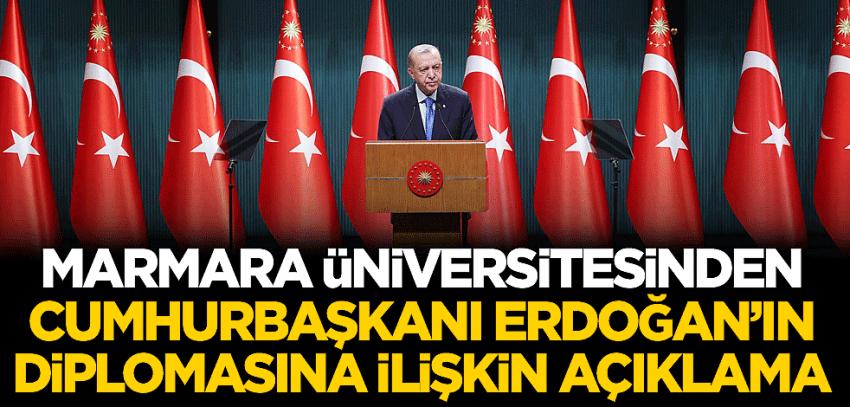 Marmara Üniversitesinden Cumhurbaşkanı Erdoğan'ın diplomasına ilişkin açıklama