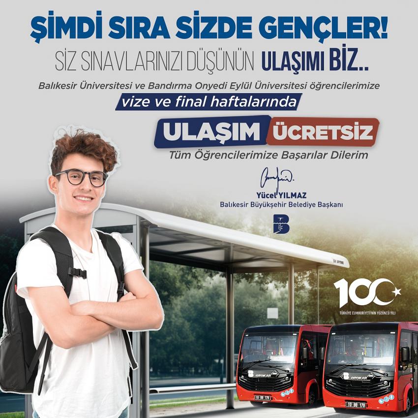 Başkan Yücel Yılmaz’dan öğrencilere müjde! Vize ve finallerde otobüsler ücretsiz
